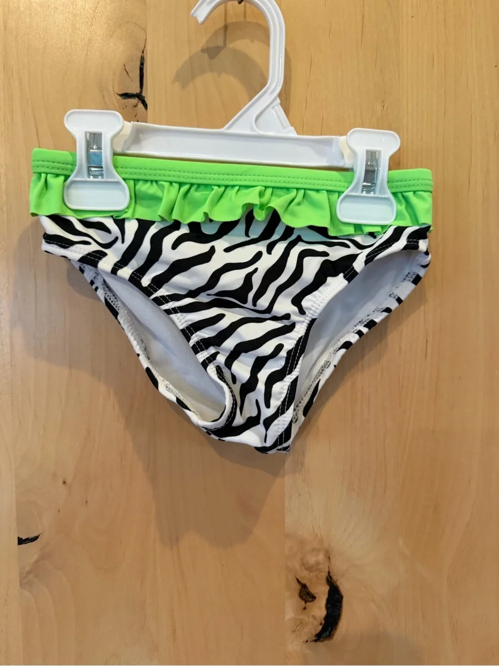 OP Kids Zebra Print Two-Piece Swimsuit with Lime Green Trim